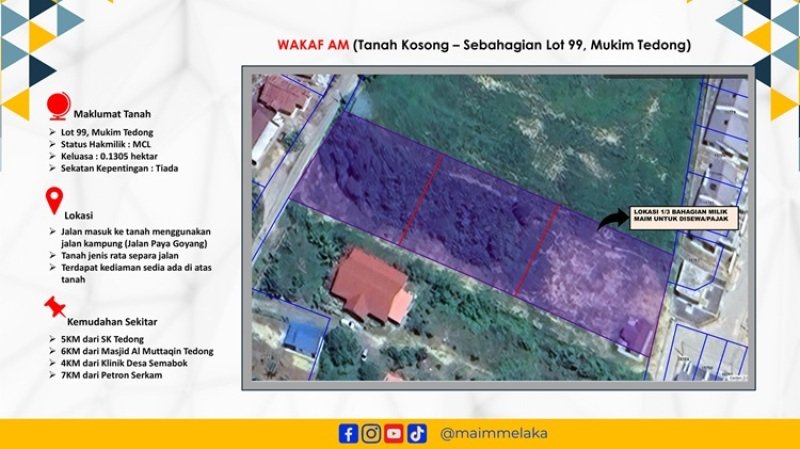 LOT 99 (SEBAHAGIAN) MUKIM TEDONG  , MERLIMAU 77300